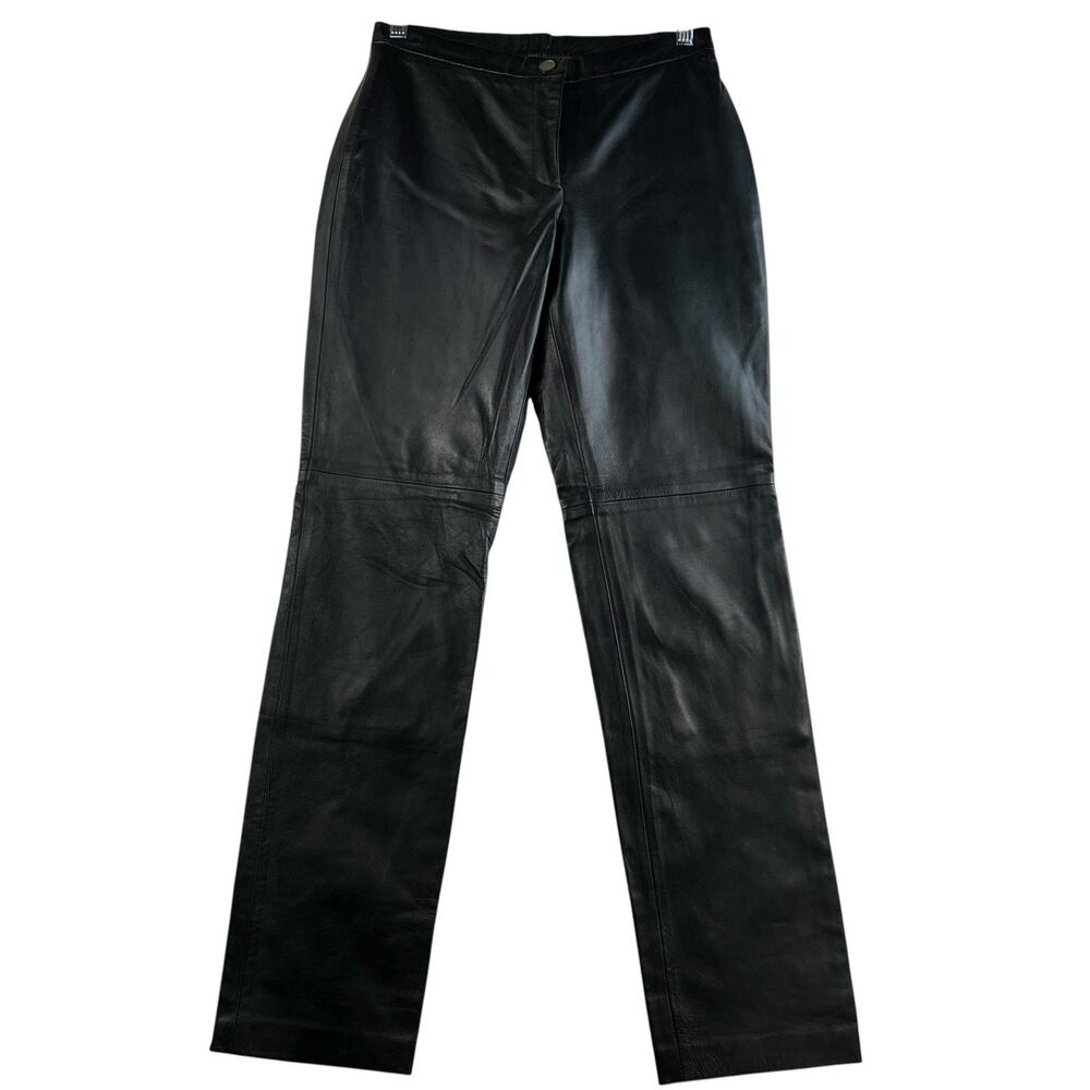 Vtg 90s Kelli Kouri Sz 6 Leather Pants Black Straight Bikercore Goth Punk Grunge